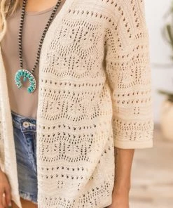 Be Cool CARDIGANS Cream Crochet Dolman Sleeve Cardigan