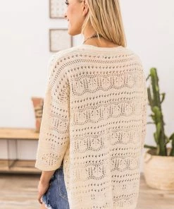 Be Cool CARDIGANS Cream Crochet Dolman Sleeve Cardigan