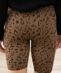 Alba Apparel Mocha And Black Animal Print Bike Shorts