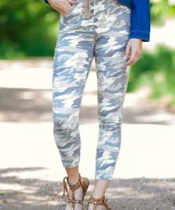 Nature Denim Bottoms Tan And Olive Camouflage Print Joggers