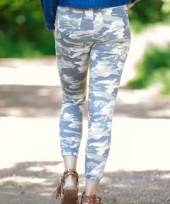 Nature Denim Bottoms Tan And Olive Camouflage Print Joggers