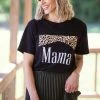 Zutter Black And Animal Print Mama Graphic Tee SHORT SLEEVES