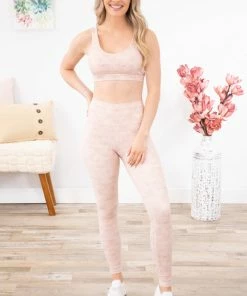 Mono B Blush Chevron Print Sports Bra