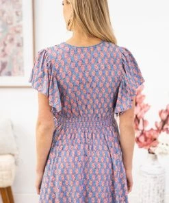 ANGIE Dresses Cornflower Multicolor Paisley Print Dress