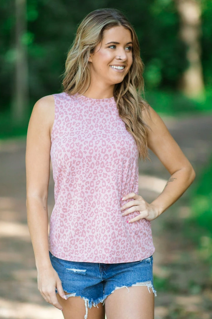 Twenty Second Tops Blush Animal Print Tank 3 Twenty Second Tops Blush Animal Print Tank