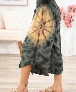 TOUCH USA Bottoms Olive Multicolor Tie Dye Pull On Pants