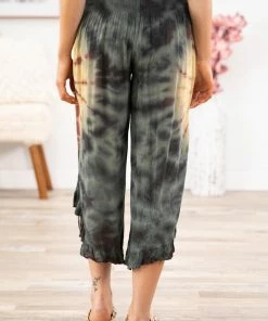 TOUCH USA Bottoms Olive Multicolor Tie Dye Pull On Pants