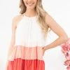 Hailey And Co Coral And Salmon Colorblock Tiered Tank