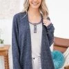 Staccato Slate Blue Heathered Dolman Sleeve Cardigan