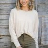 White Birch Tops Beige Reverse Seam Long Sleeve Top