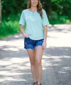 Staccato Mint Henley Top