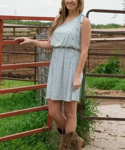 Gilli Mint And Yellow Floral One Shoulder Dress Dresses