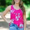 Twenty Ten Pink Multicolor Floral Print Tank Tops