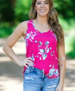 Twenty Ten Pink Multicolor Floral Print Tank Tops