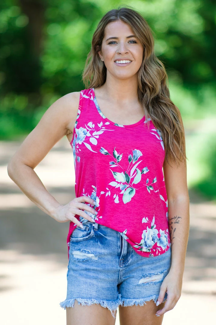 Twenty Ten Pink Multicolor Floral Print Tank Tops 3 Twenty Ten Pink Multicolor Floral Print Tank Tops