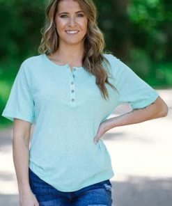 Staccato Mint Henley Top