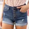 Risen Dark Wash Button Fly Cuffed Shorts