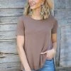 Style Melody Inc., Lovetree Tops Mocha Short Sleeve Round Neck Top