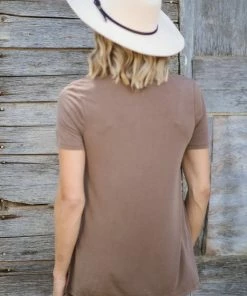 Style Melody Inc., Lovetree Tops Mocha Short Sleeve Round Neck Top