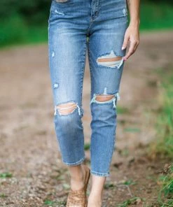 Judy Blue Jeans Judy Blue Medium Wash Distressed Knee Jeans Bottoms
