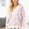 Main Strip Apparel SWEATERS Cream And Lavender Animal Print Sweater
