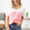 BIBI Pink Aztec Print Colorblock Top