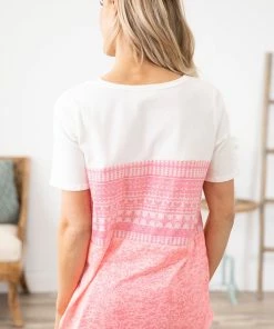 BIBI Pink Aztec Print Colorblock Top 8 BIBI Pink Aztec Print Colorblock Top