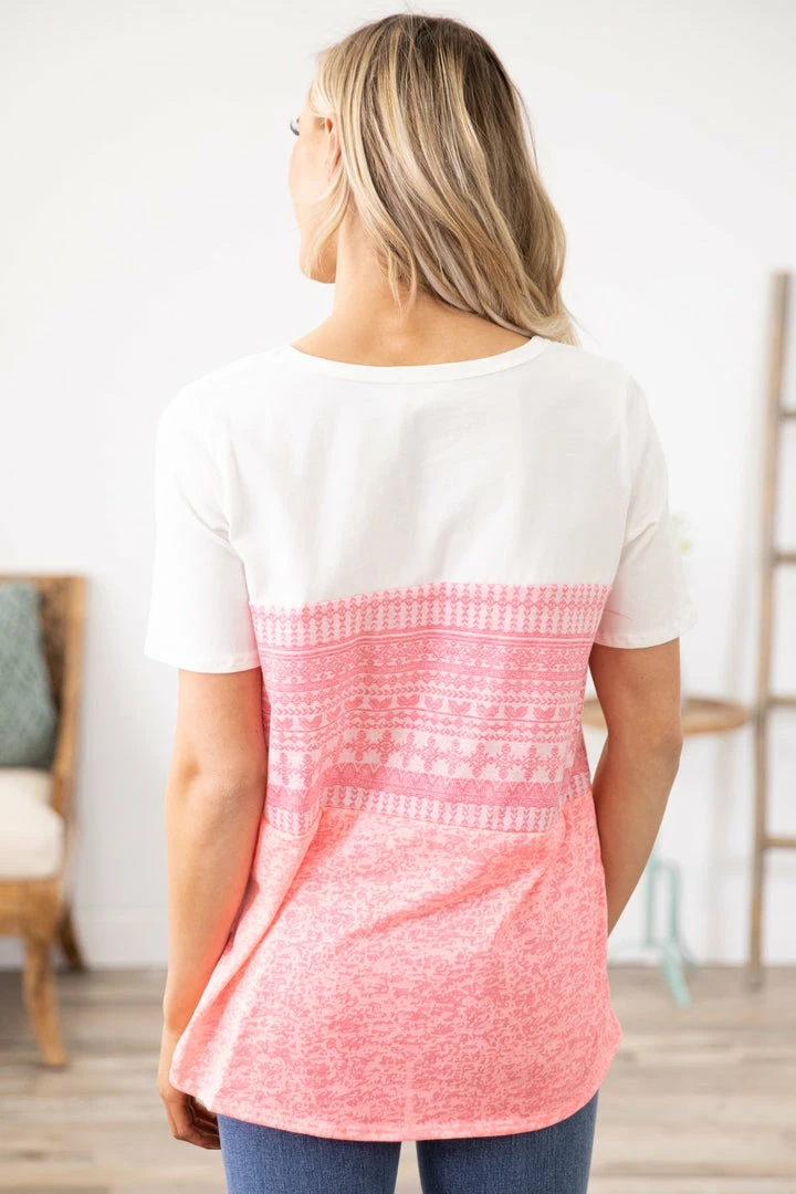 BIBI Pink Aztec Print Colorblock Top 5 BIBI Pink Aztec Print Colorblock Top