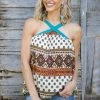 Sugarfox Beige Multicolor Boho Print Halter Tank Tops 1 Sugarfox Beige Multicolor Boho Print Halter Tank Tops