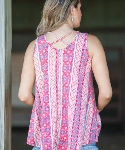 P & Rose Red And Coral Boho Print Tank 7 P & Rose Red And Coral Boho Print Tank