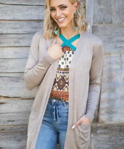 Cielo PRE-ORDER Tan Lightweight Mid Length Cardigan Shipping Apx 8/1