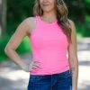 Cherish Tops Neon Pink Rib Knit Fitted Tank