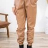 Mittoshop Bottoms Tan Drawstring Elastic Waist Joggers