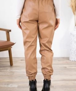 Mittoshop Bottoms Tan Drawstring Elastic Waist Joggers