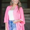 Cherish Neon Pink Textured Knit Dolman Sleeve Cardigan