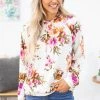 RED LOLLY Off White Multicolor Floral Print Hoodie