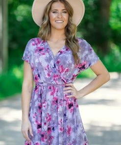 White Birch Mauve And Raspberry Floral Dress Dresses