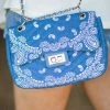 H&D Accessories Dusty Blue Paisley Print Quilted Handbag
