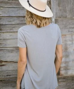 Style Melody Inc., Lovetree Light Grey Short Sleeve Round Neck Top