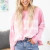 Main Strip Apparel Pink And White Tie Dye Long Sleeve Top LONG SLEEVES