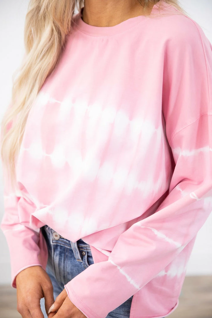 Main Strip Apparel Pink And White Tie Dye Long Sleeve Top LONG SLEEVES 7 Main Strip Apparel Pink And White Tie Dye Long Sleeve Top LONG SLEEVES