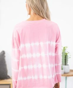 Main Strip Apparel Pink And White Tie Dye Long Sleeve Top LONG SLEEVES 10 Main Strip Apparel Pink And White Tie Dye Long Sleeve Top LONG SLEEVES