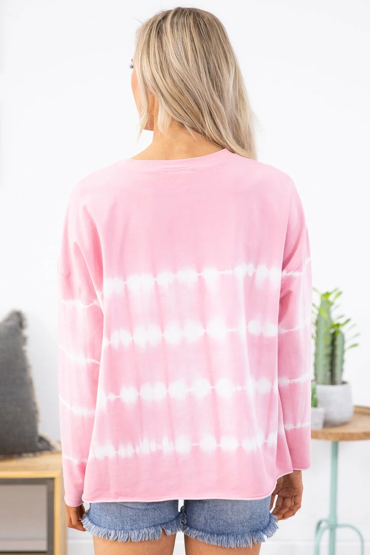 Main Strip Apparel Pink And White Tie Dye Long Sleeve Top LONG SLEEVES 6 Main Strip Apparel Pink And White Tie Dye Long Sleeve Top LONG SLEEVES