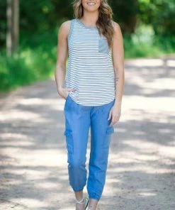 Staccato Light Wash Joggers With Cargo Pockets Bottoms