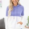 RED LOLLY Purple And White Colorblock Hoodie