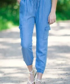 Staccato Light Wash Joggers With Cargo Pockets Bottoms