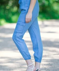 Staccato Light Wash Joggers With Cargo Pockets Bottoms