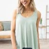 Wasabi+Mint Sage V-Neck Tank With Front Seam