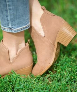 Top Guy Int'L Trading Taupe Faux Suede Block Heel Booties Shoes