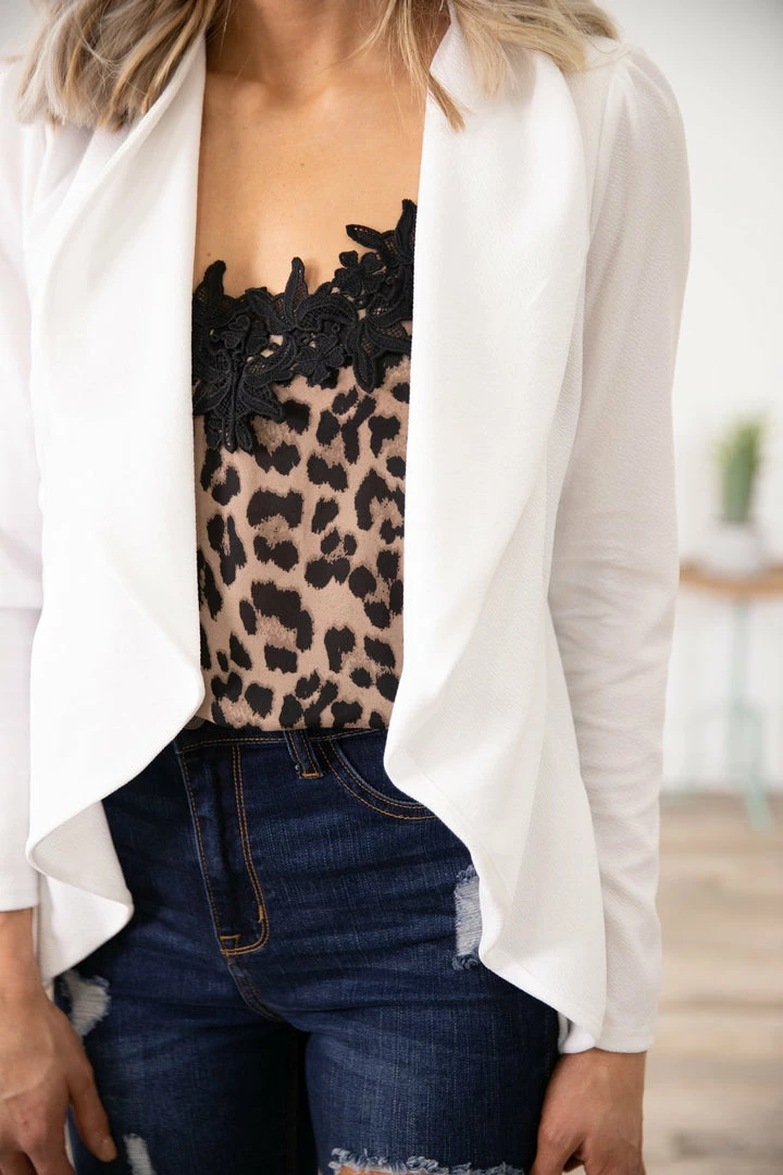 Heimish LONG SLEEVES Ivory Waterfall Front Blazer 6 Heimish LONG SLEEVES Ivory Waterfall Front Blazer